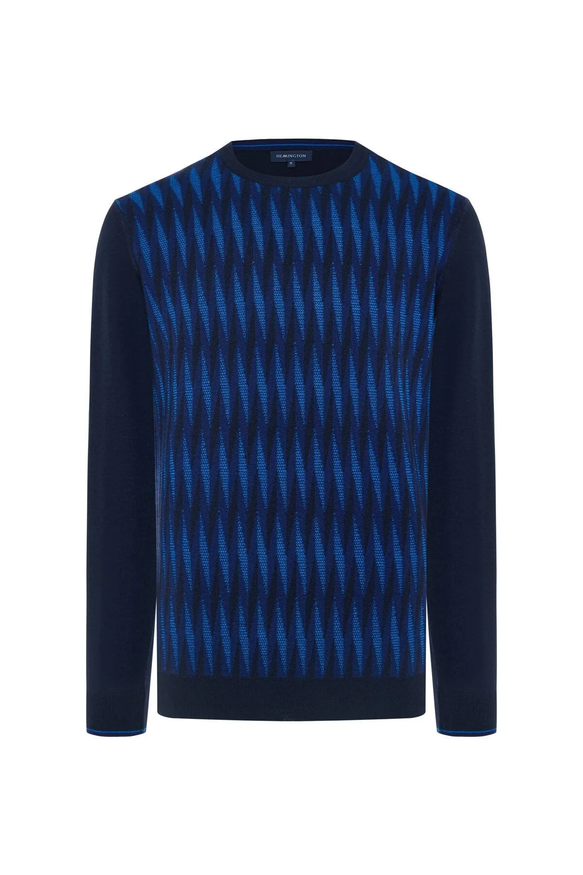 Hemington - Merino Yün Şerit Desenli Lacivert Bisiklet Yaka Triko (7)