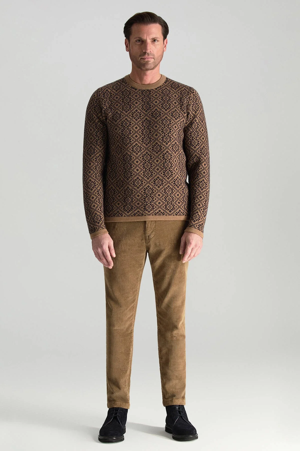 Hemington - Merino Yünü Kar Desenli Camel Triko Kazak (2)