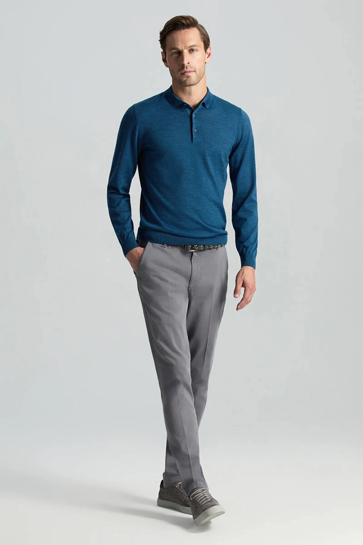 Hemington - Merino Yünü Polo Yaka Petrol Mavisi Triko (2)
