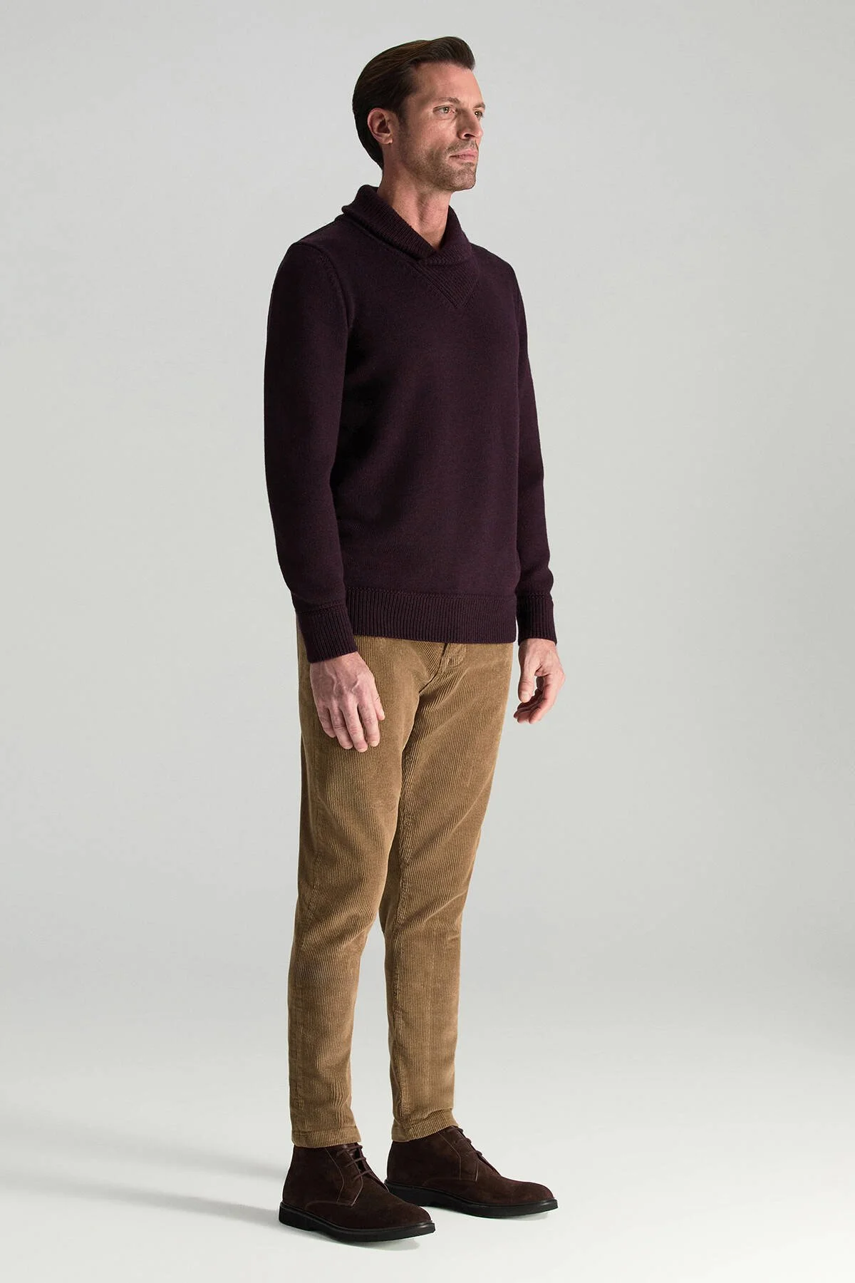 Hemington - Merino Yünü Şal Yaka Bordo Triko Kazak (4)