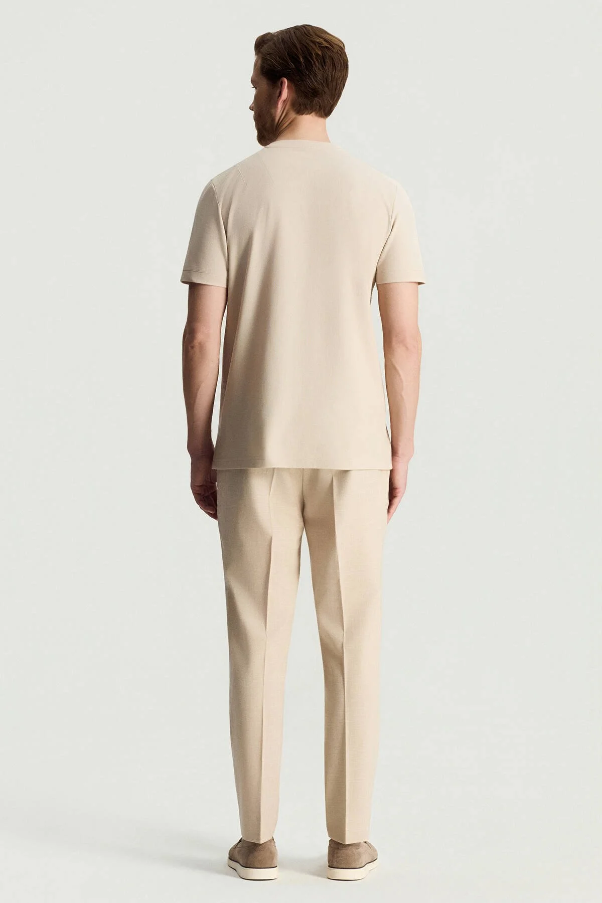 Hemington - Merserize Pamuk Bisiklet Yaka Bej Basic T-Shirt (4)