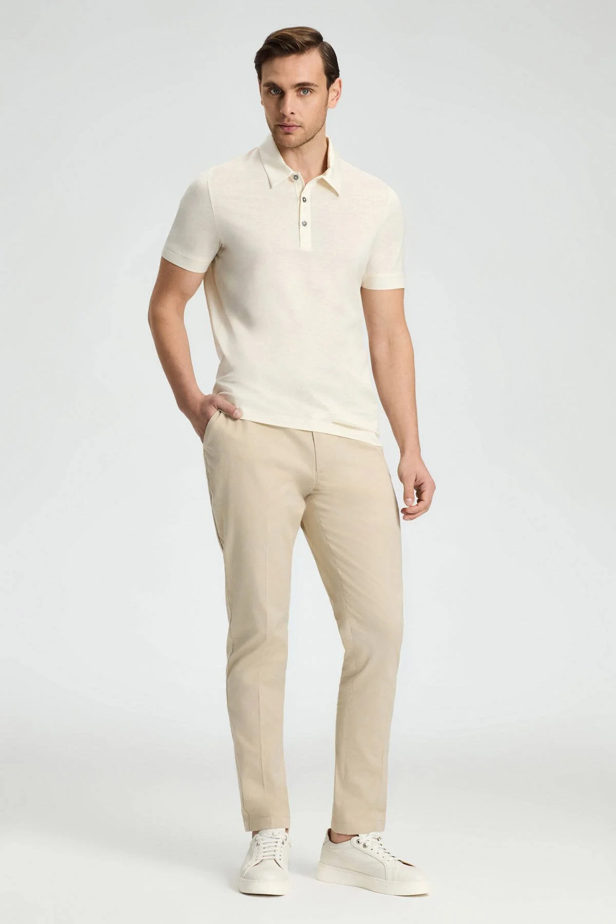 Hemington - Merserize Pamuk Krem Rengi Polo Yaka T-Shirt (2)