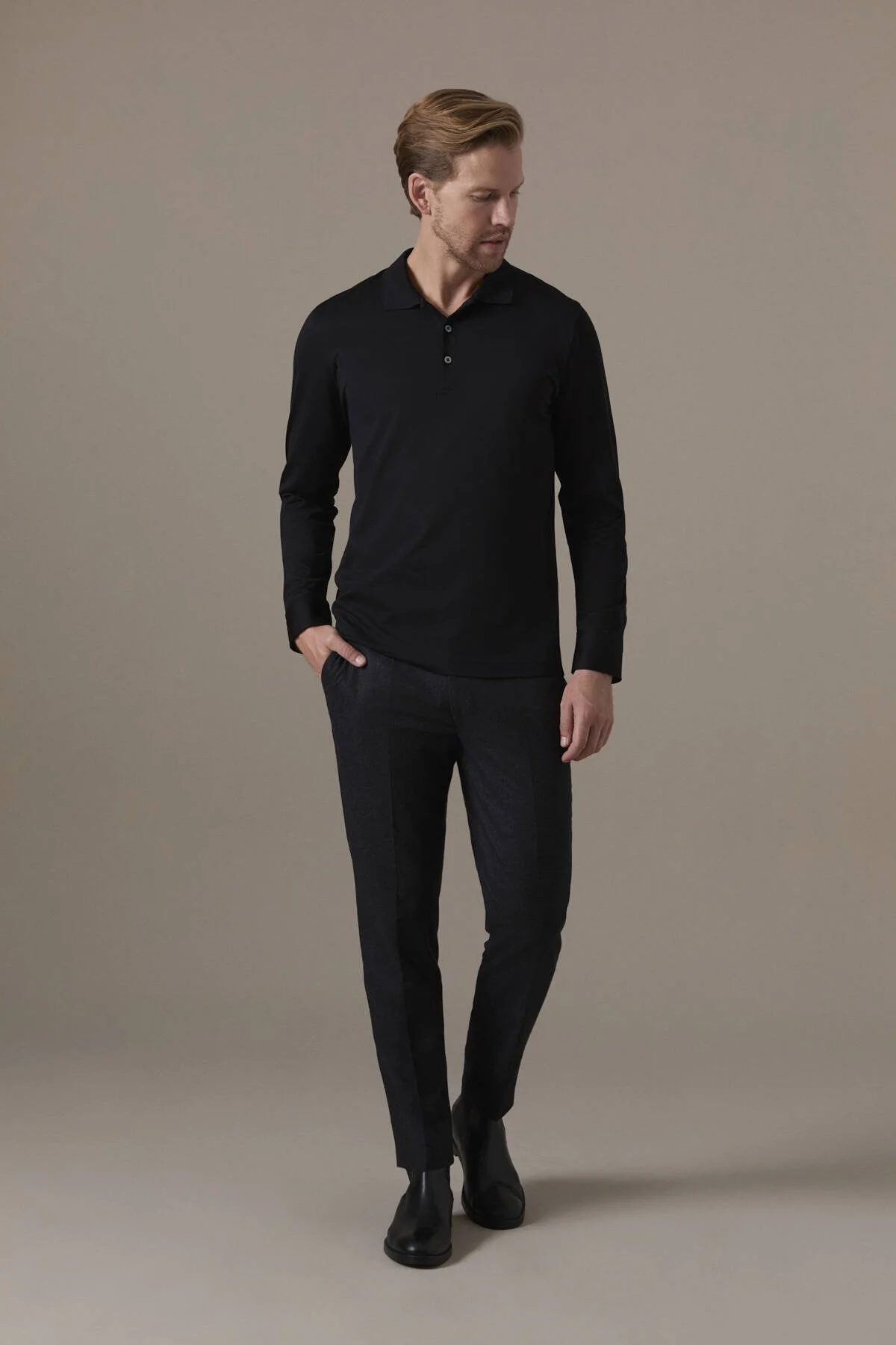 Hemington - Merserize Pamuk Siyah Uzun Kollu Polo T-Shirt (2)