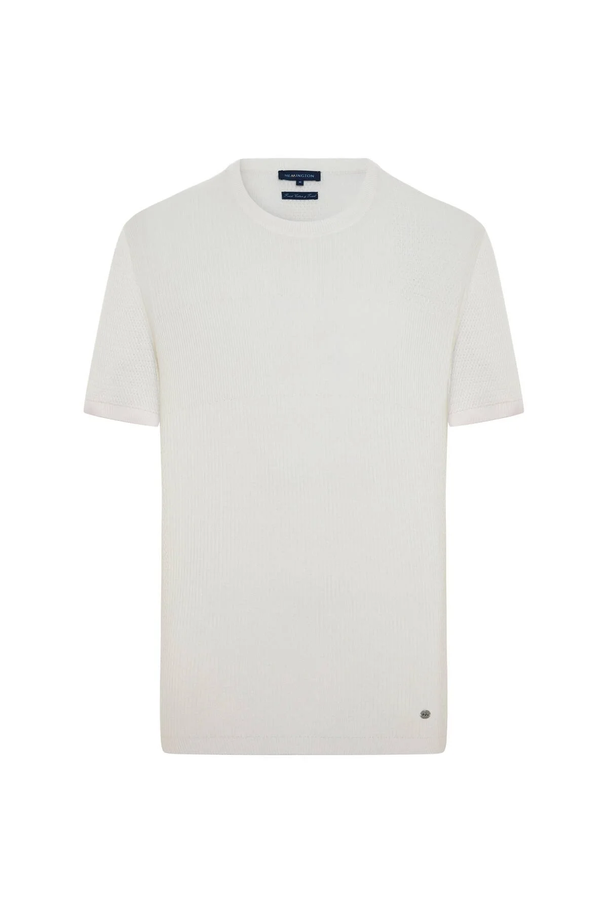Hemington - Modal Pamuk Karışım Fitilli Örgü Detaylı Beyaz T-Shirt (6)