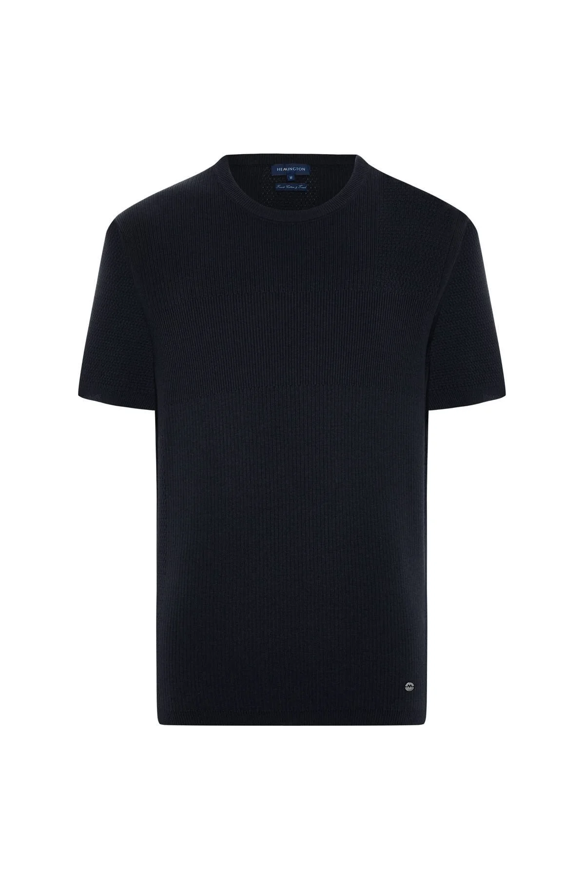 Hemington - Modal Pamuk Karışım Fitilli Örgü Detaylı Siyah T-Shirt (6)