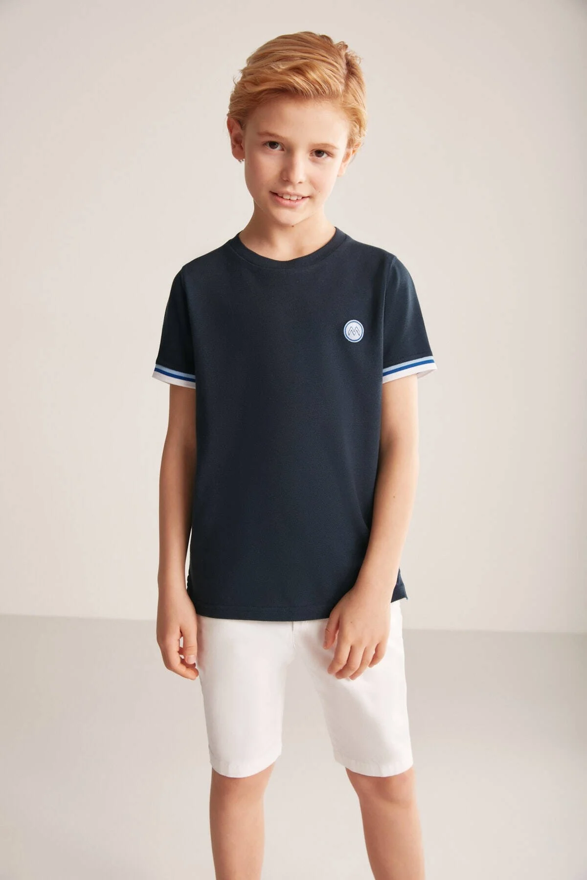 Hemington - Nakış Logolu Pike Örgü Bisiklet Yaka Lacivert Çocuk T-Shirt (1)
