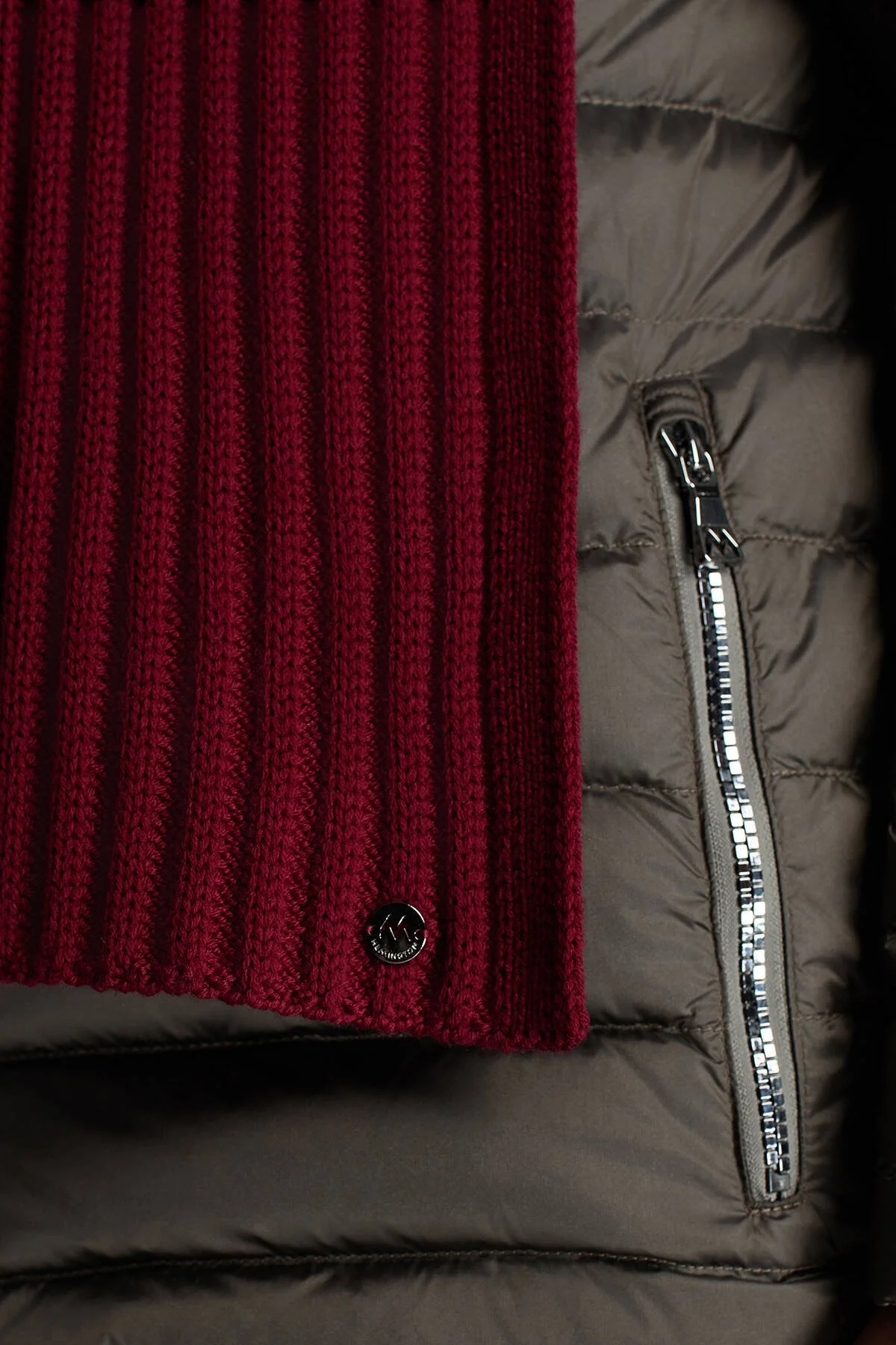 Hemington - Örgü Desenli Merino Yün Bordo Atkı (3)