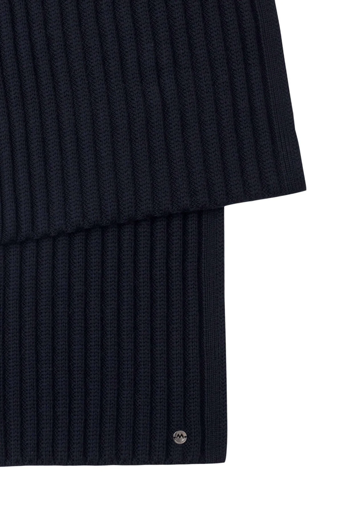 Hemington - Örgü Desenli Merino Yün Lacivert Atkı (4)