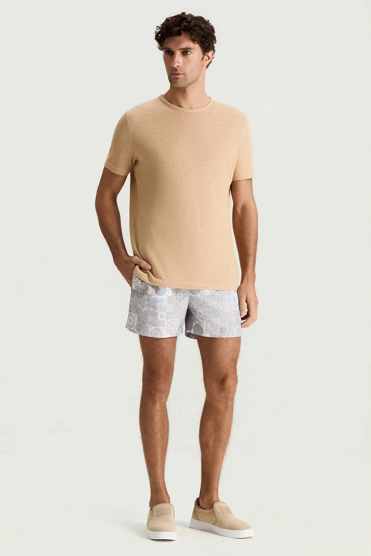 Hemington - Paisley Desen Bej Rengi Quick Dry Mayo (2)