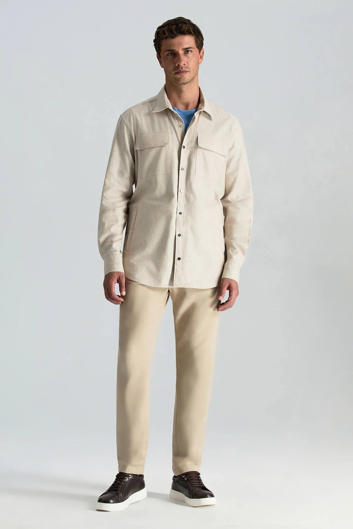 Hemington - Pamuk Karışım Relax Fit Jogger Bej Chino Pantolon (3)