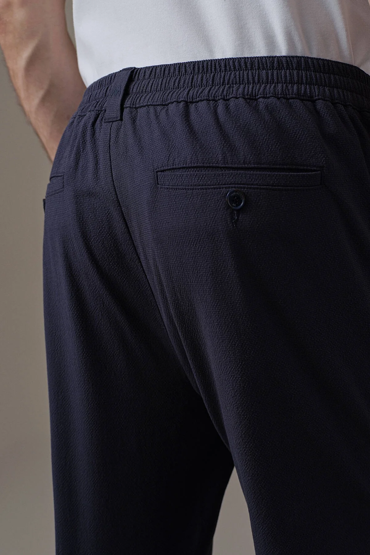 Hemington - Pamuk Karışım Relax Fit Lacivert Bağcıklı Chino Pantolon (4)