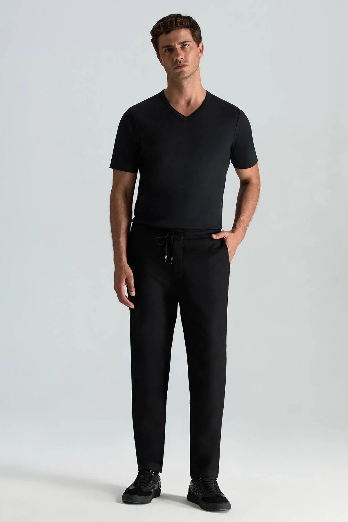 Hemington - Pamuk Karışım Relax Fit Jogger Siyah Chino Pantolon (3)