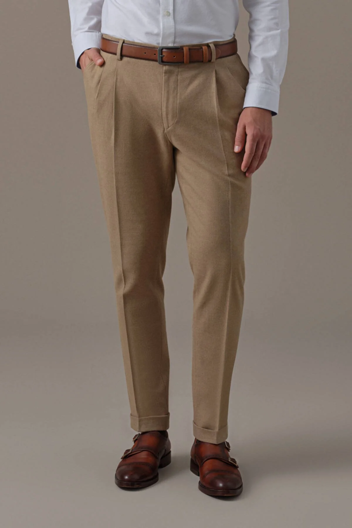 Hemington - Pamuk Kaşmir Camel Relax Chino Pantolon (1)
