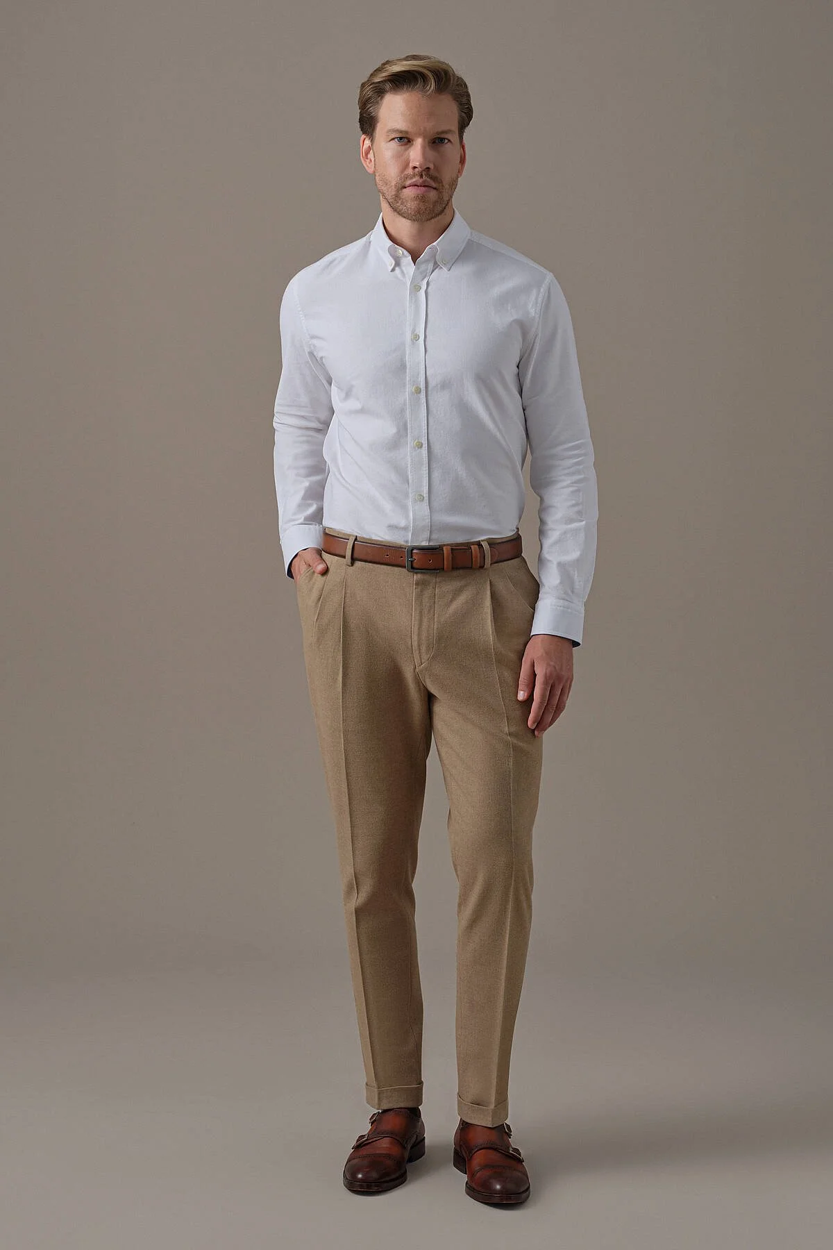 Hemington - Pamuk Kaşmir Karışım Camel Chino Pantolon (1)