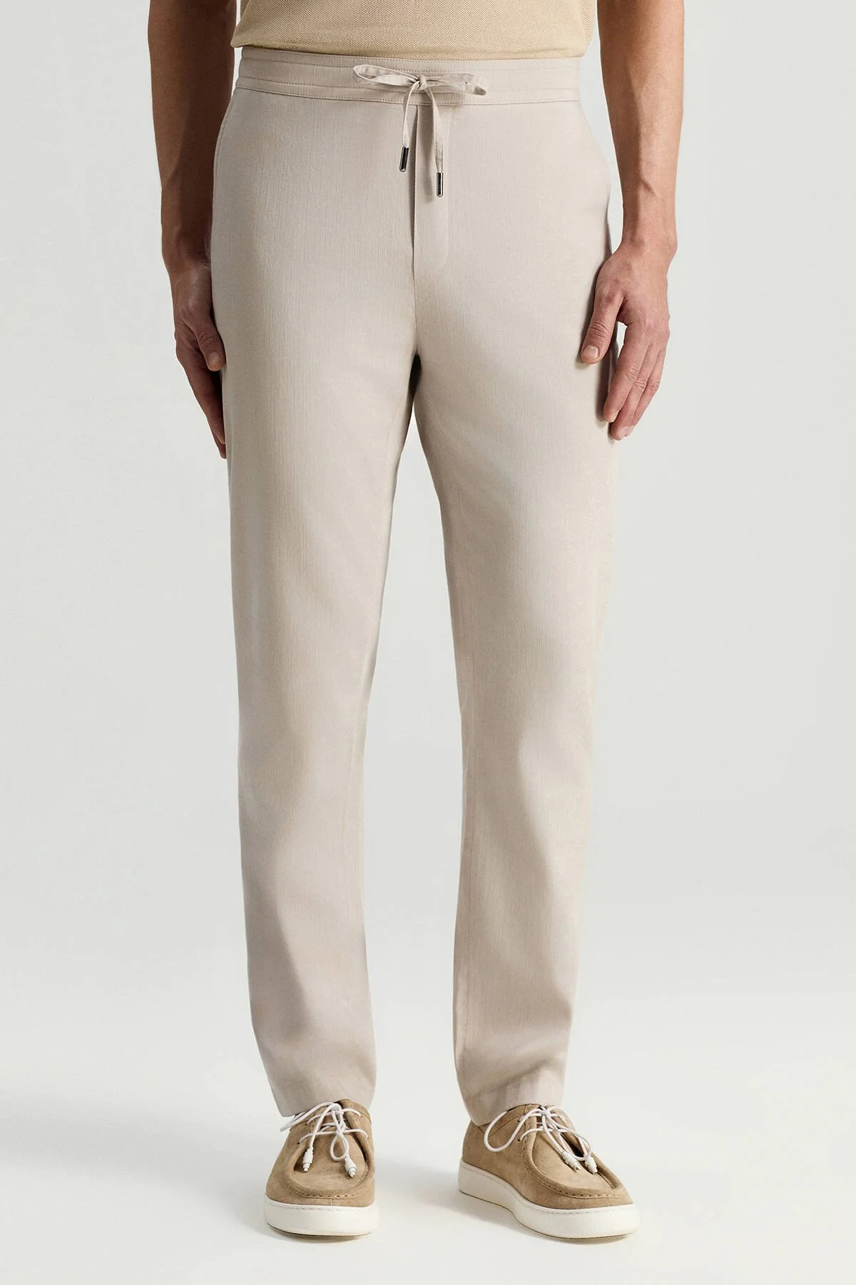 Hemington - Pamuk Tencel Karışım Açık Bej Relax Fit Yazlık Jogger Pantolon (1)