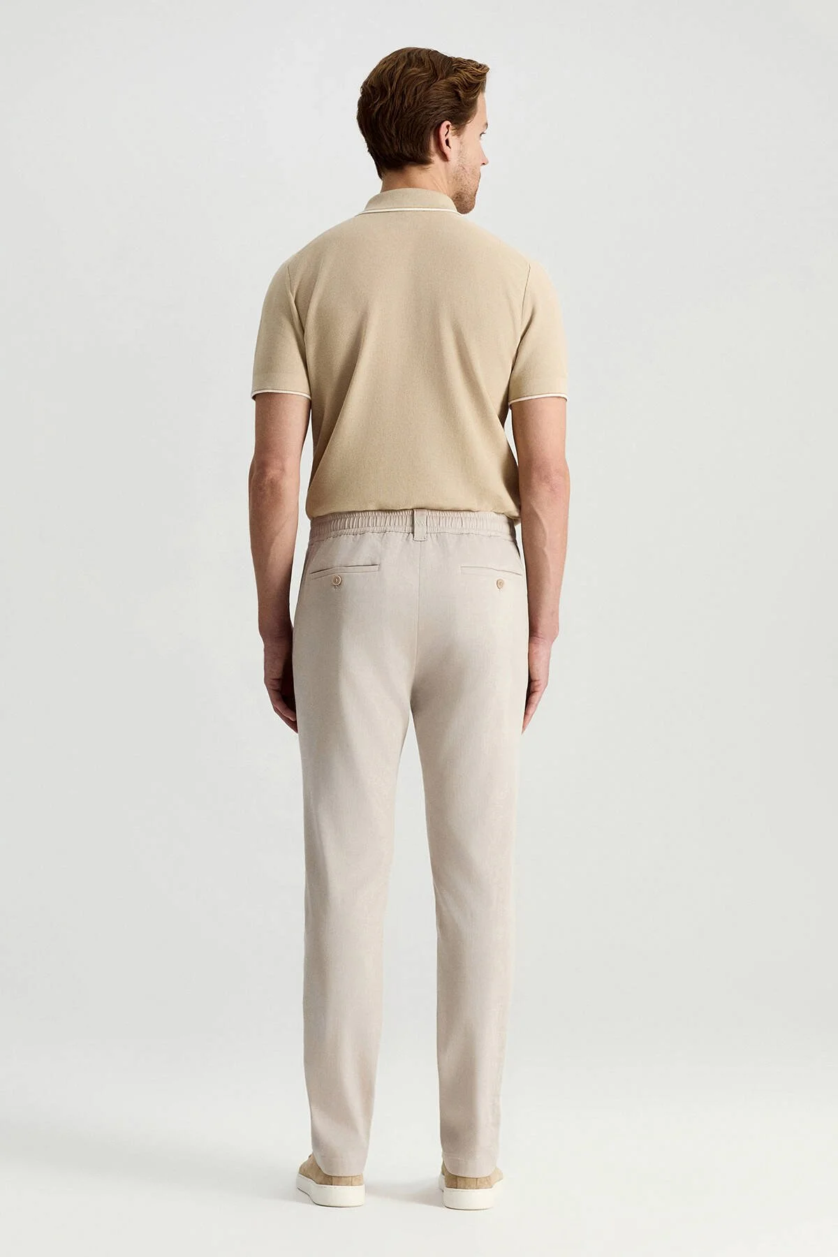 Hemington - Pamuk Tencel Karışım Açık Bej Relax Fit Yazlık Jogger Pantolon (5)