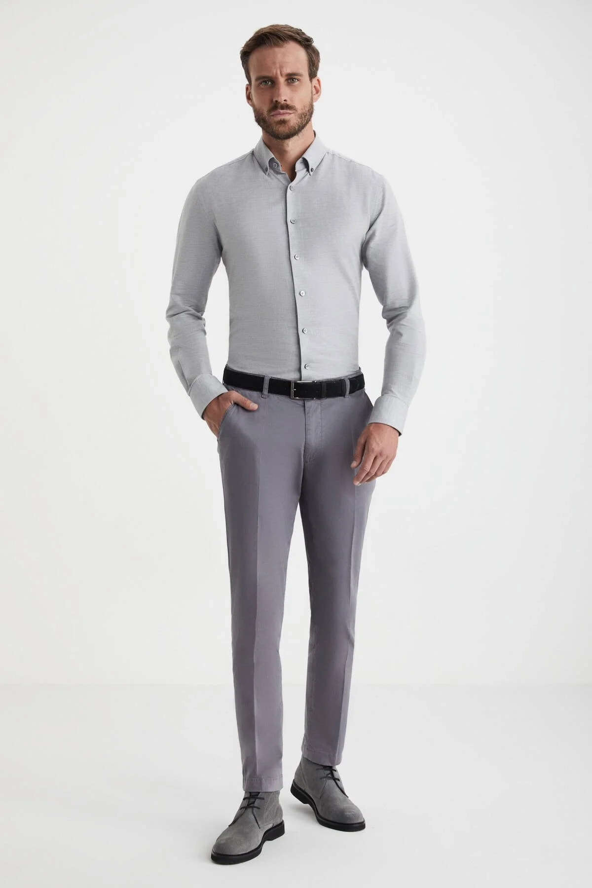 Hemington - Pamuklu Koyu Gri Regular Fit Chino Pantolon (2)