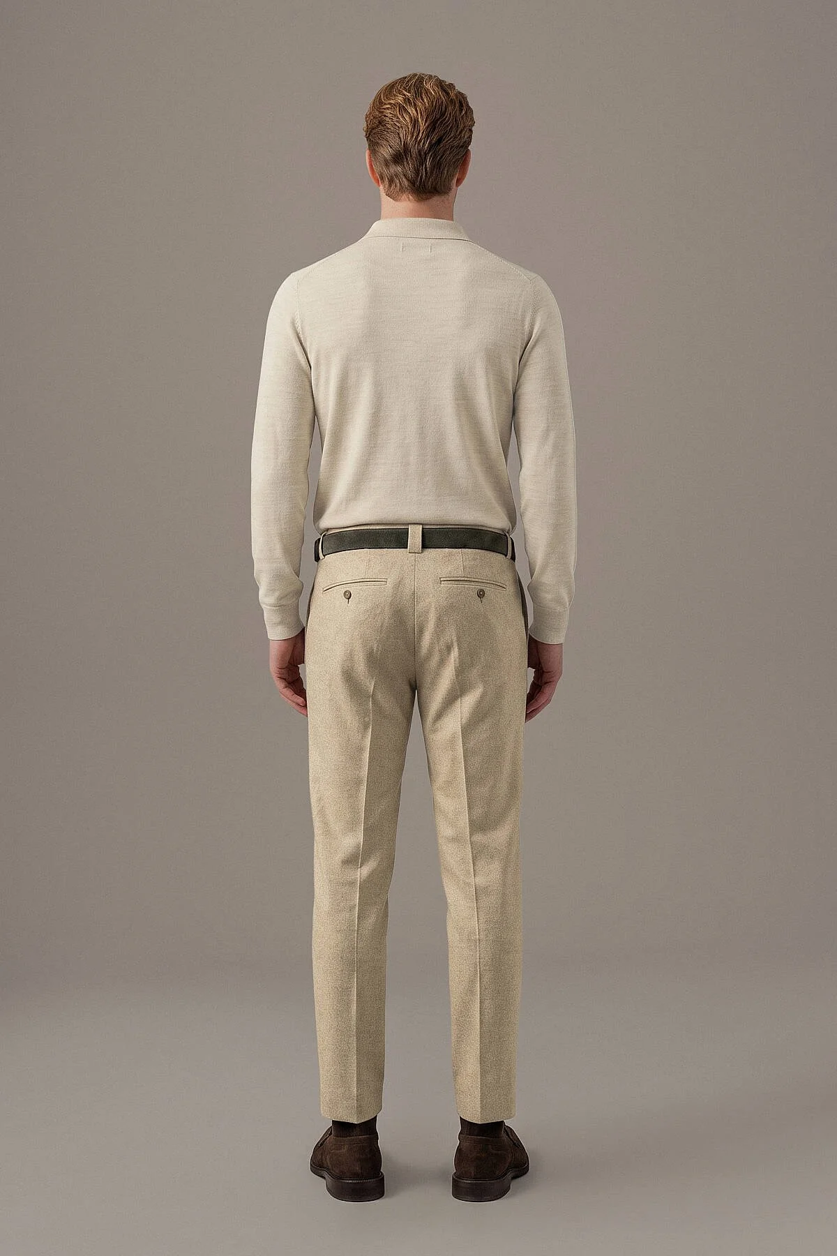 Hemington - Saf Kaşmir Bej Chino Flanel Pantolon (4)