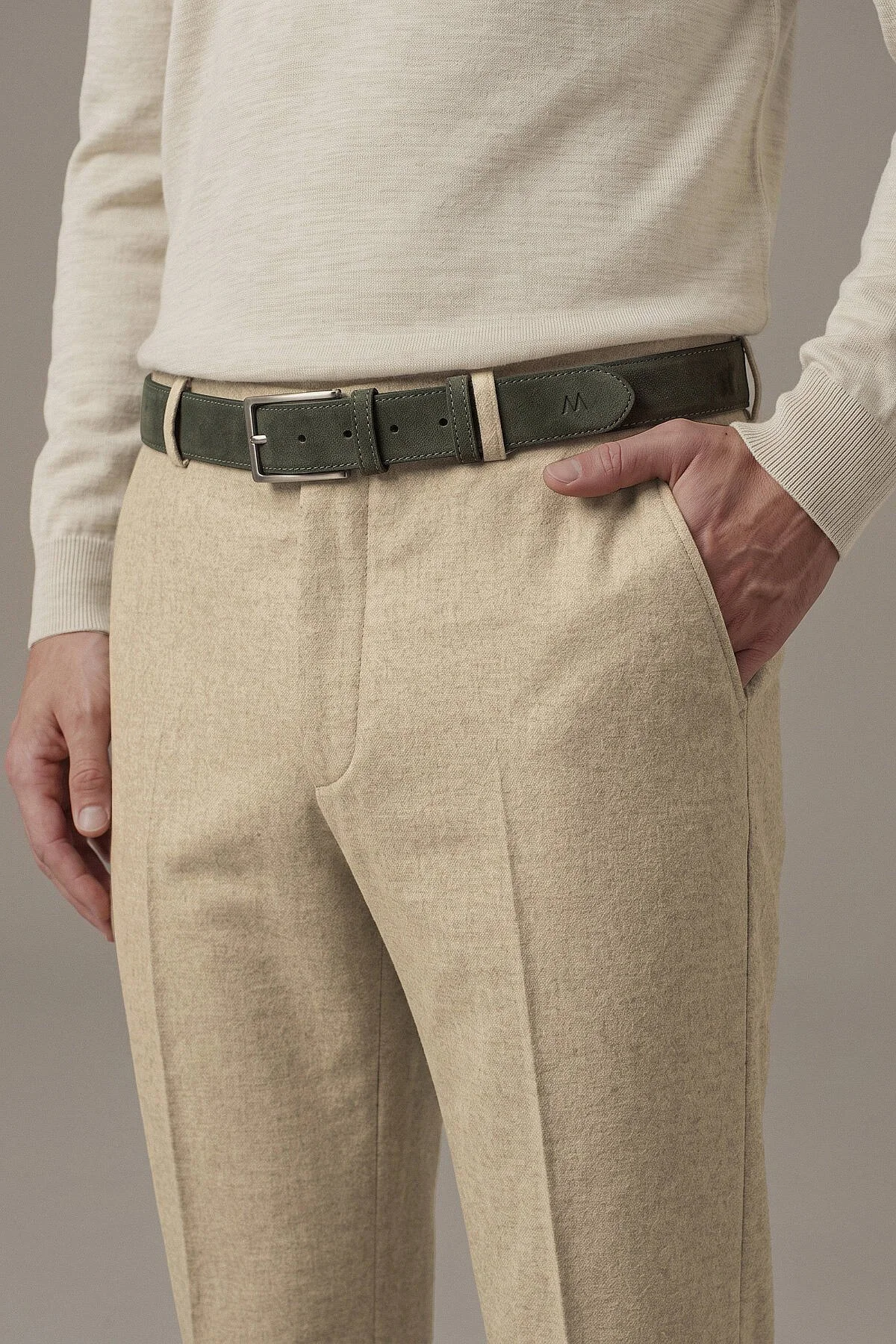 Hemington - Saf Kaşmir Bej Chino Flanel Pantolon (3)