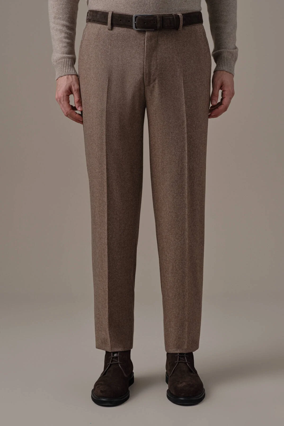 Hemington - Saf Kaşmir Tütün Rengi Chino Flanel Pantolon (1)
