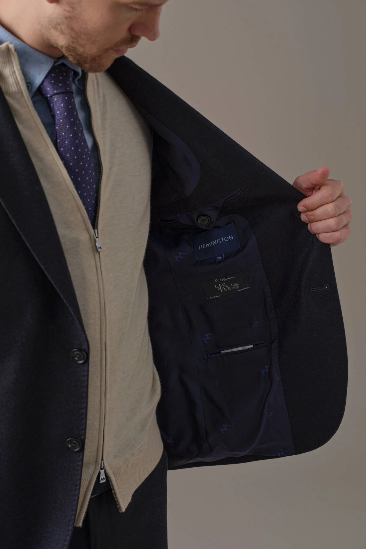 Hemington - Saf Kaşmir Lacivert Blazer Ceket (4)