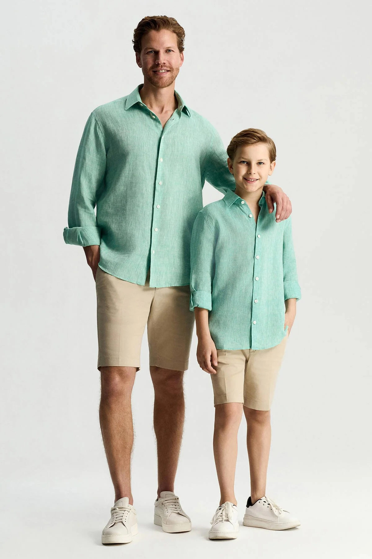 Hemington - Saf Keten Açık Yeşil Çocuk Gömlek (3)
