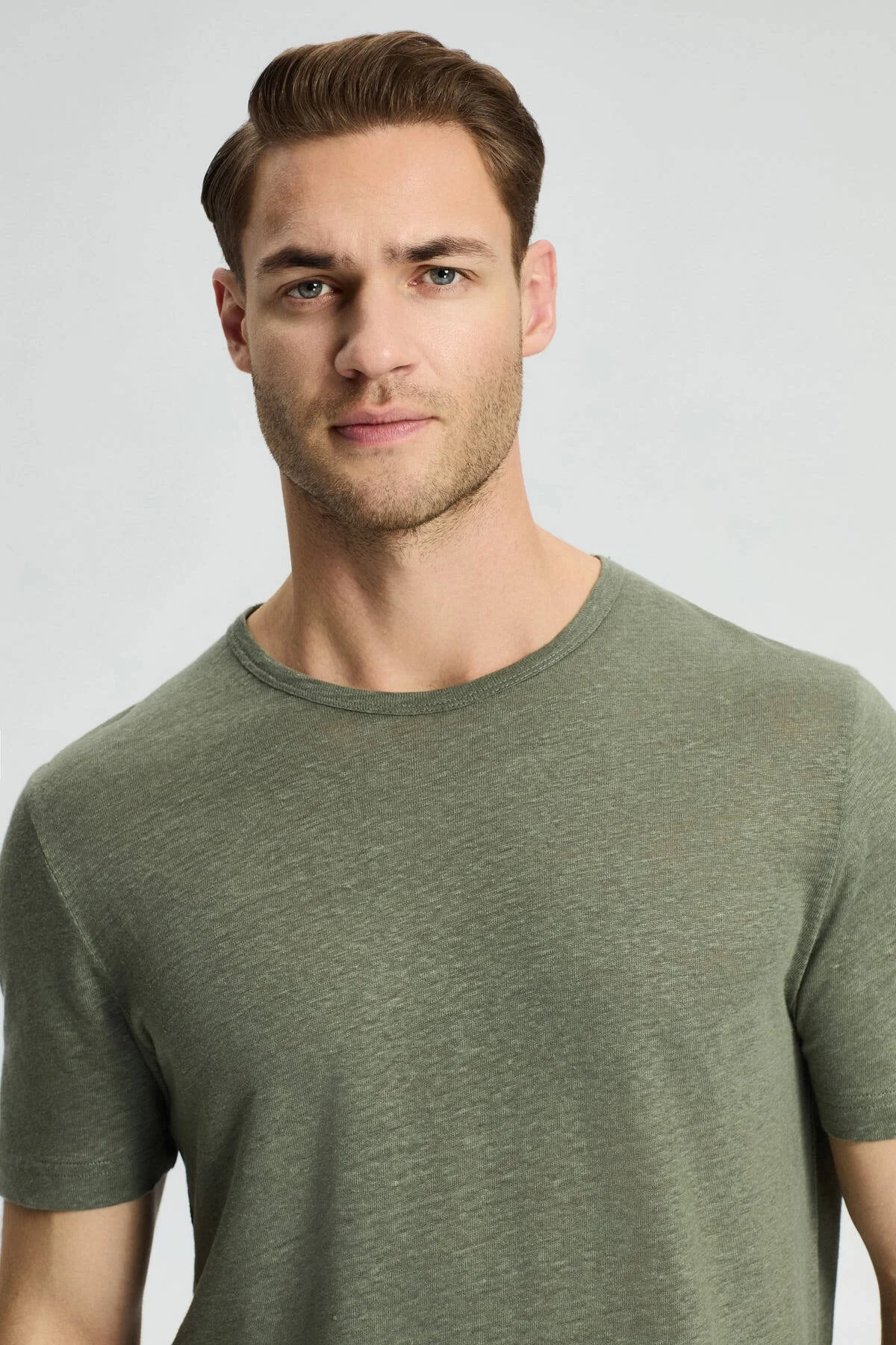 Hemington - Saf Keten Haki Bisiklet Yaka T-Shirt (3)