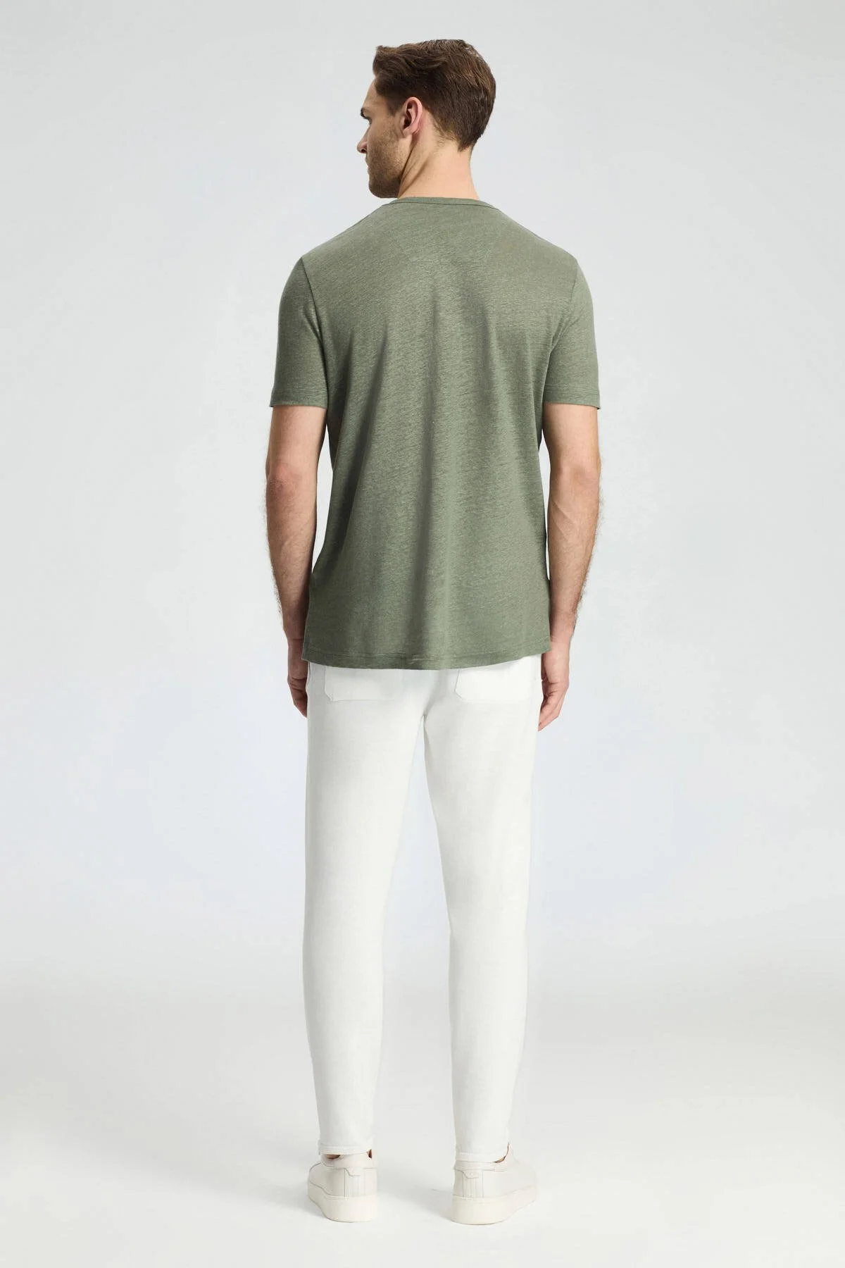 Hemington - Saf Keten Haki Bisiklet Yaka T-Shirt (6)