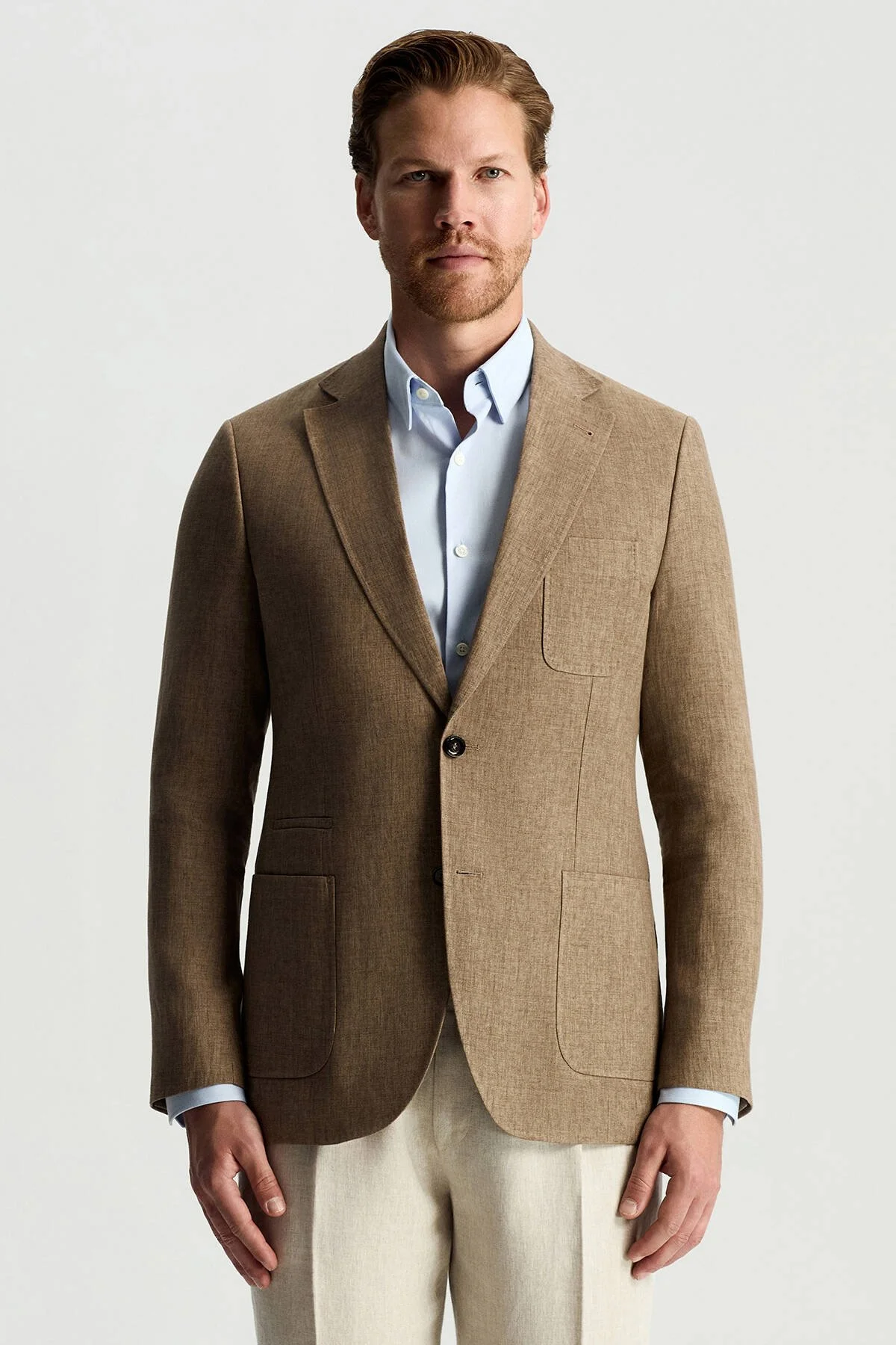 Hemington - Saf Keten İtalyan Kumaş Kahverengi Blazer Ceket (1)