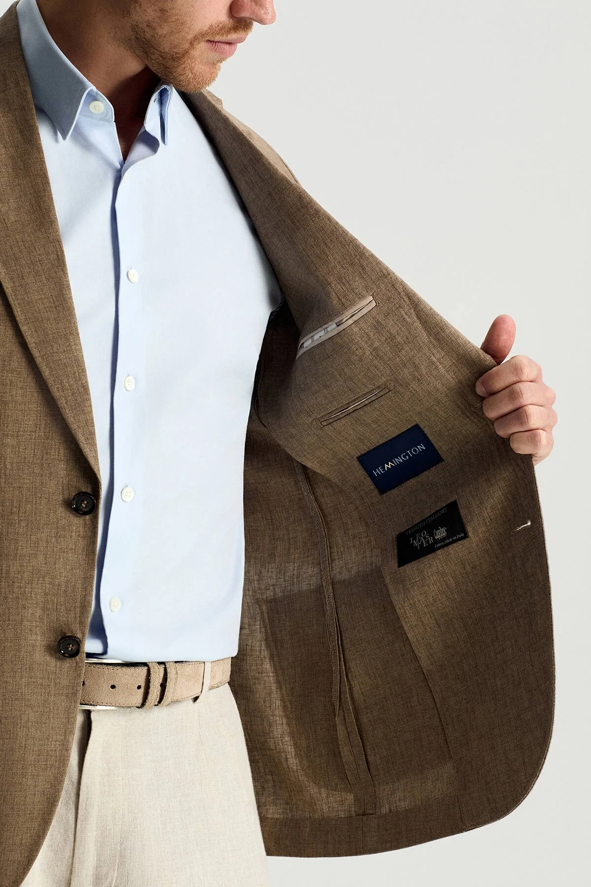 Hemington - Saf Keten İtalyan Kumaş Kahverengi Blazer Ceket (4)