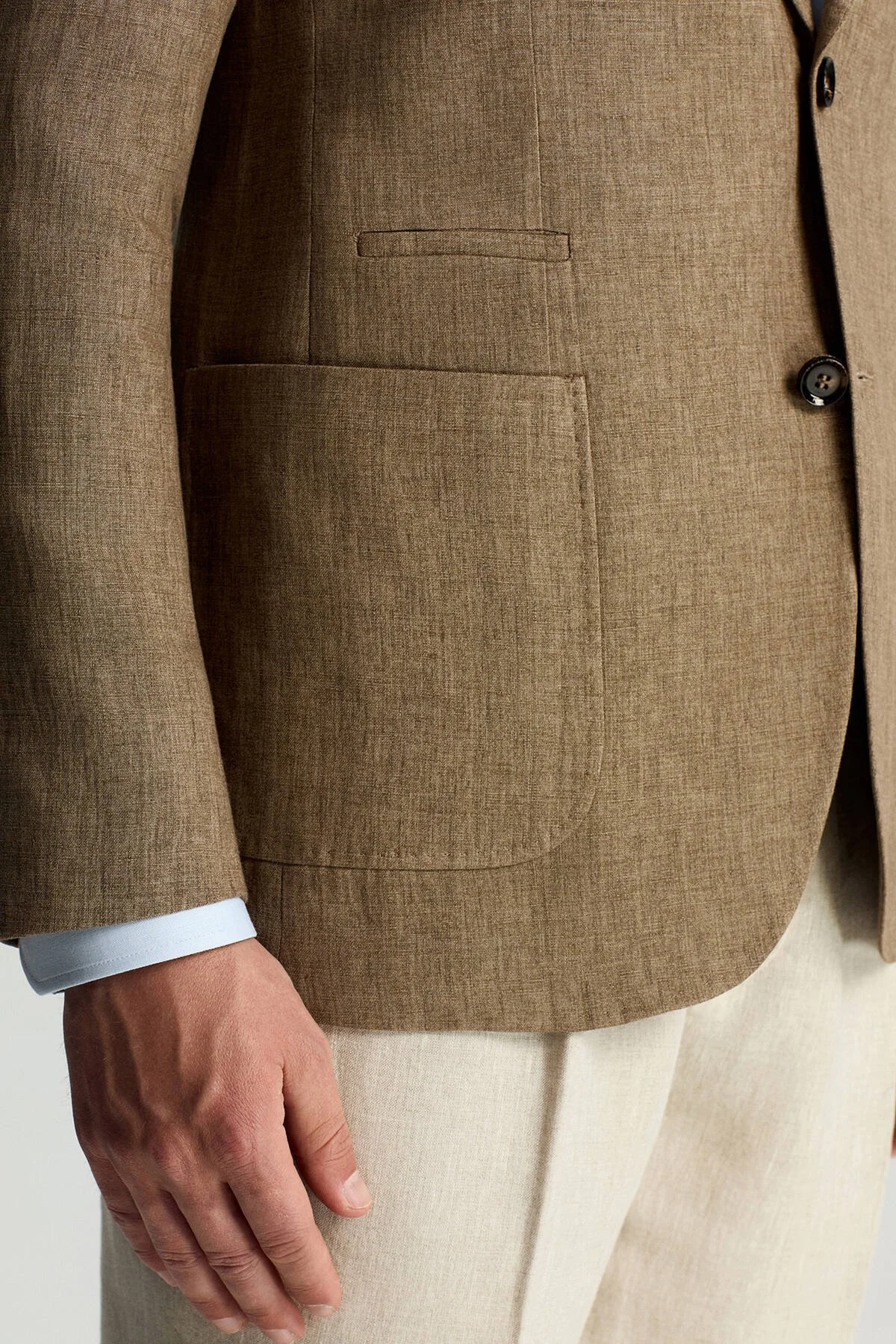 Hemington - Saf Keten İtalyan Kumaş Kahverengi Blazer Ceket (5)