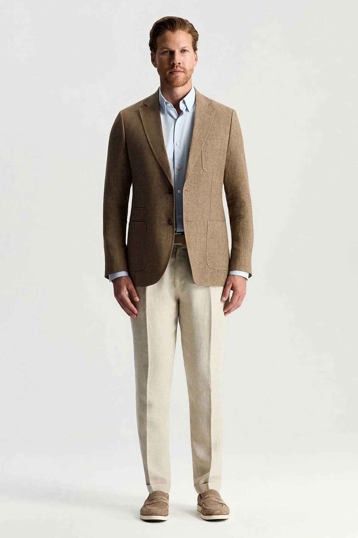 Hemington - Saf Keten İtalyan Kumaş Kahverengi Blazer Ceket (2)