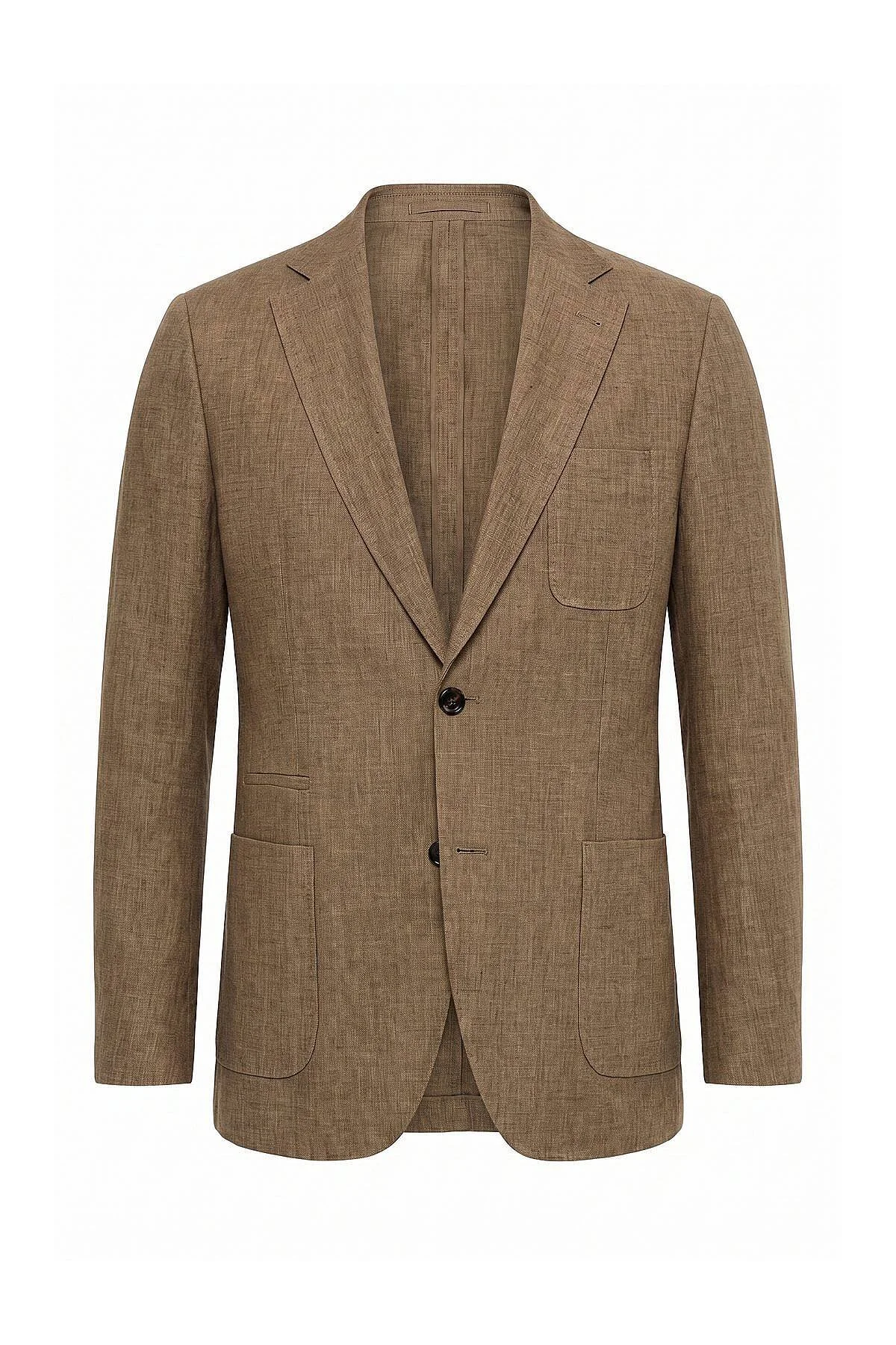 Hemington - Saf Keten İtalyan Kumaş Kahverengi Blazer Ceket (9)