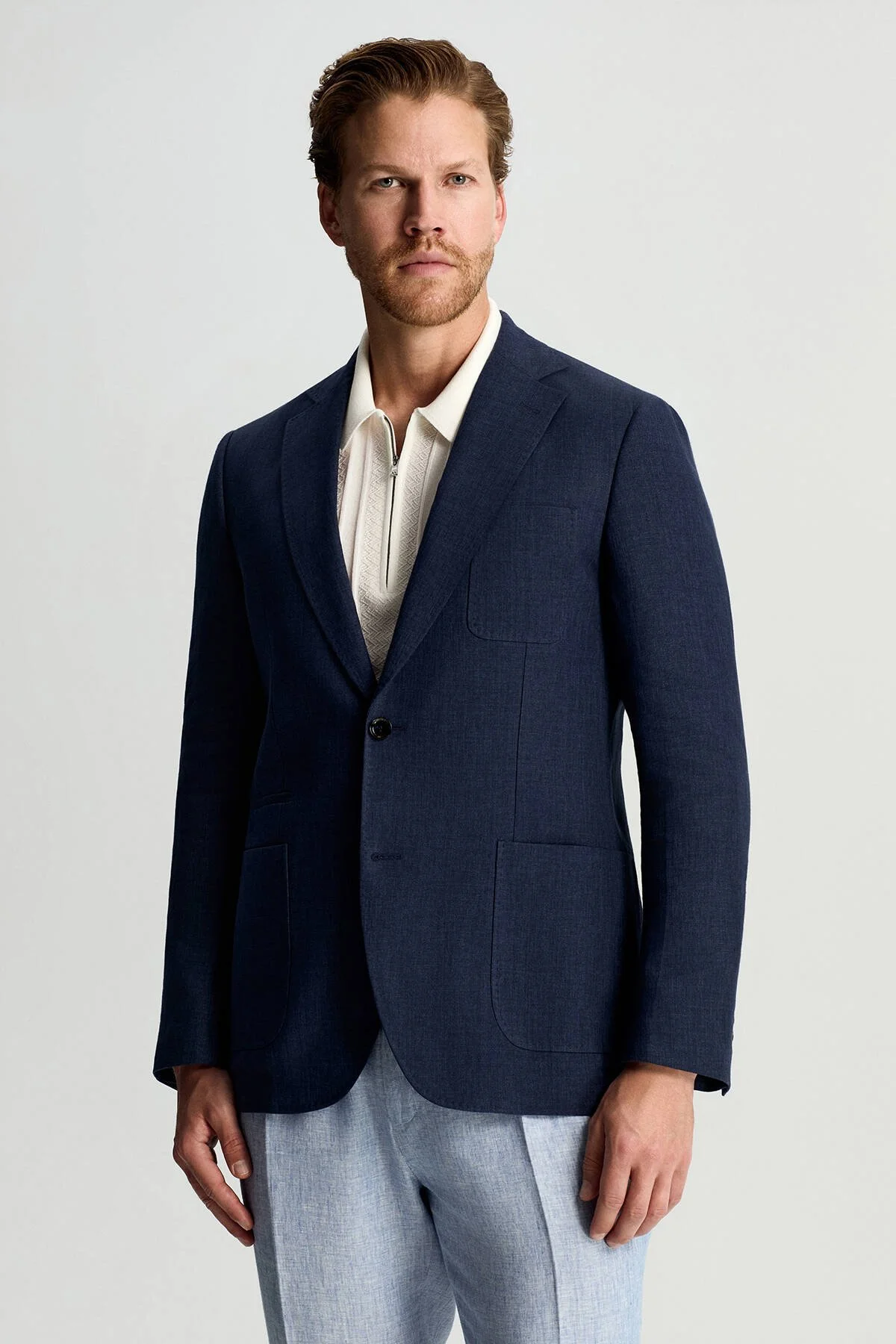Hemington - Saf Keten İtalyan Kumaş Lacivert Blazer Ceket (1)