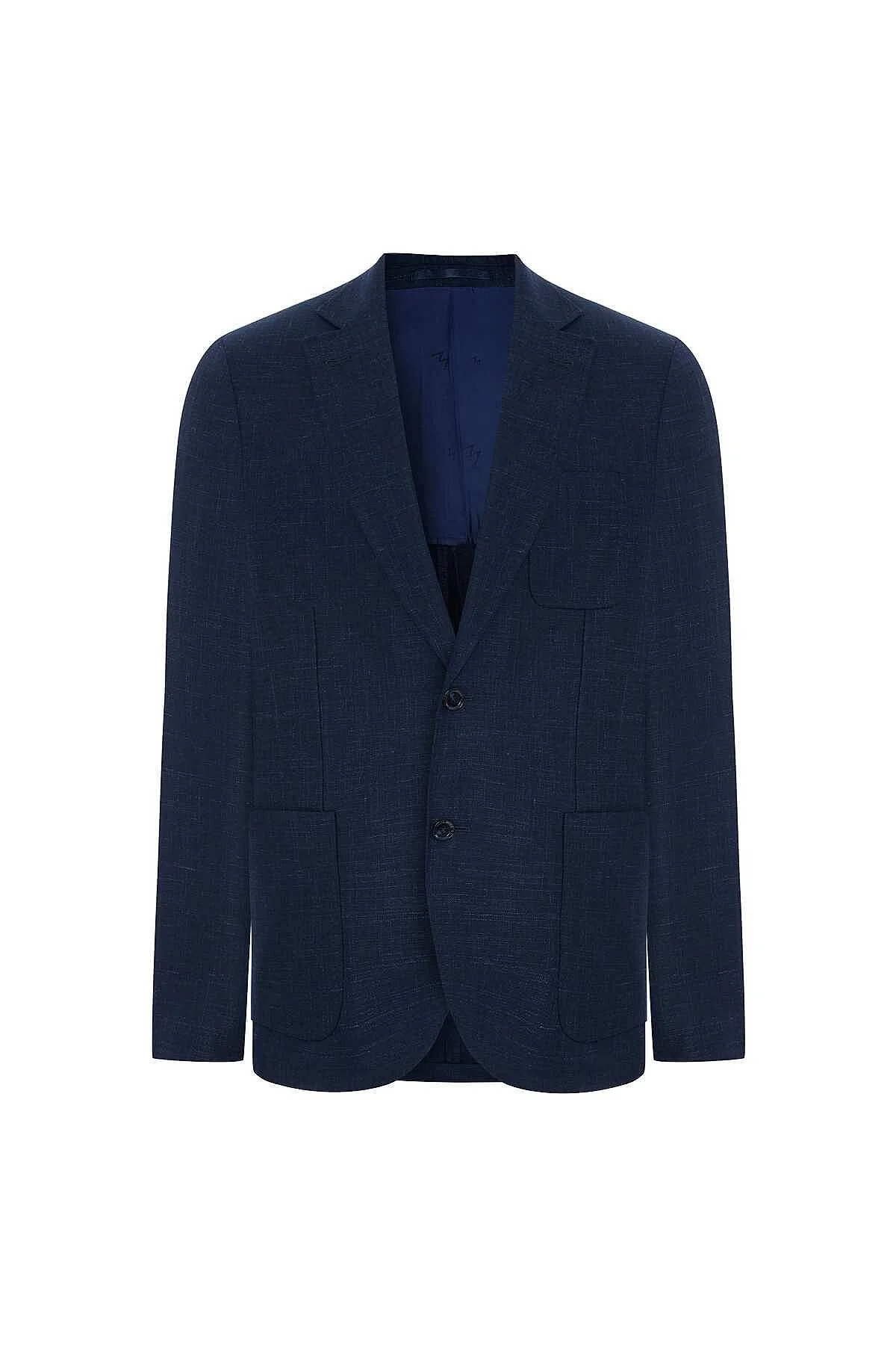Hemington - Saf Keten İtalyan Kumaş Lacivert Blazer Ceket (9)