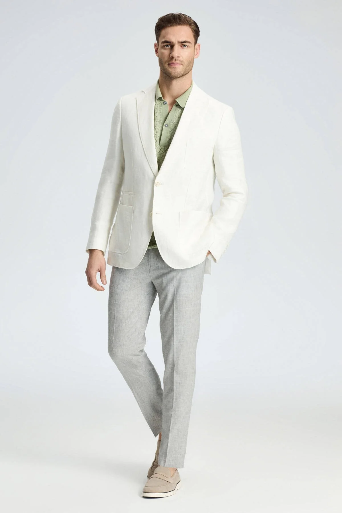 Hemington - Saf Keten Kırık Beyaz Yazlık Blazer Ceket (2)