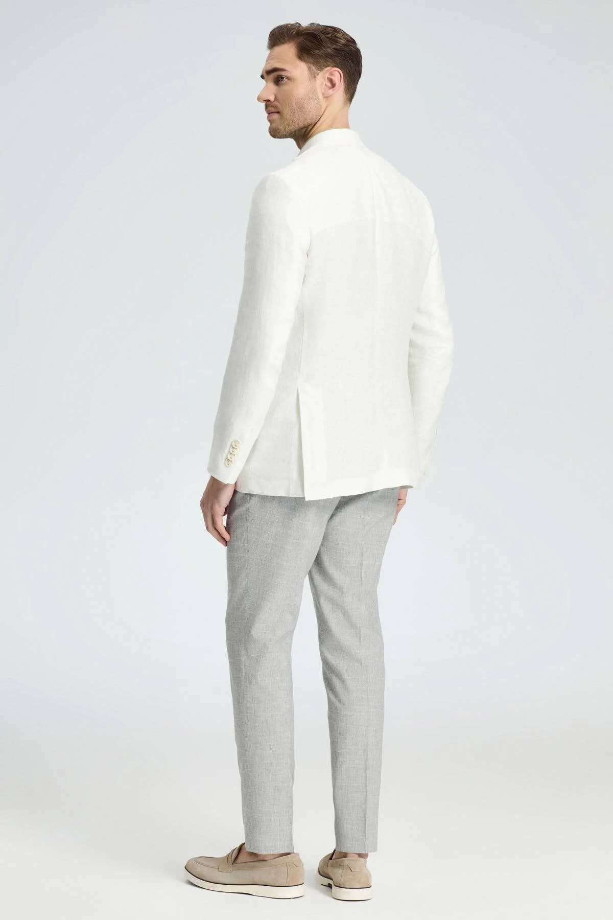 Hemington - Saf Keten Kırık Beyaz Yazlık Blazer Ceket (6)
