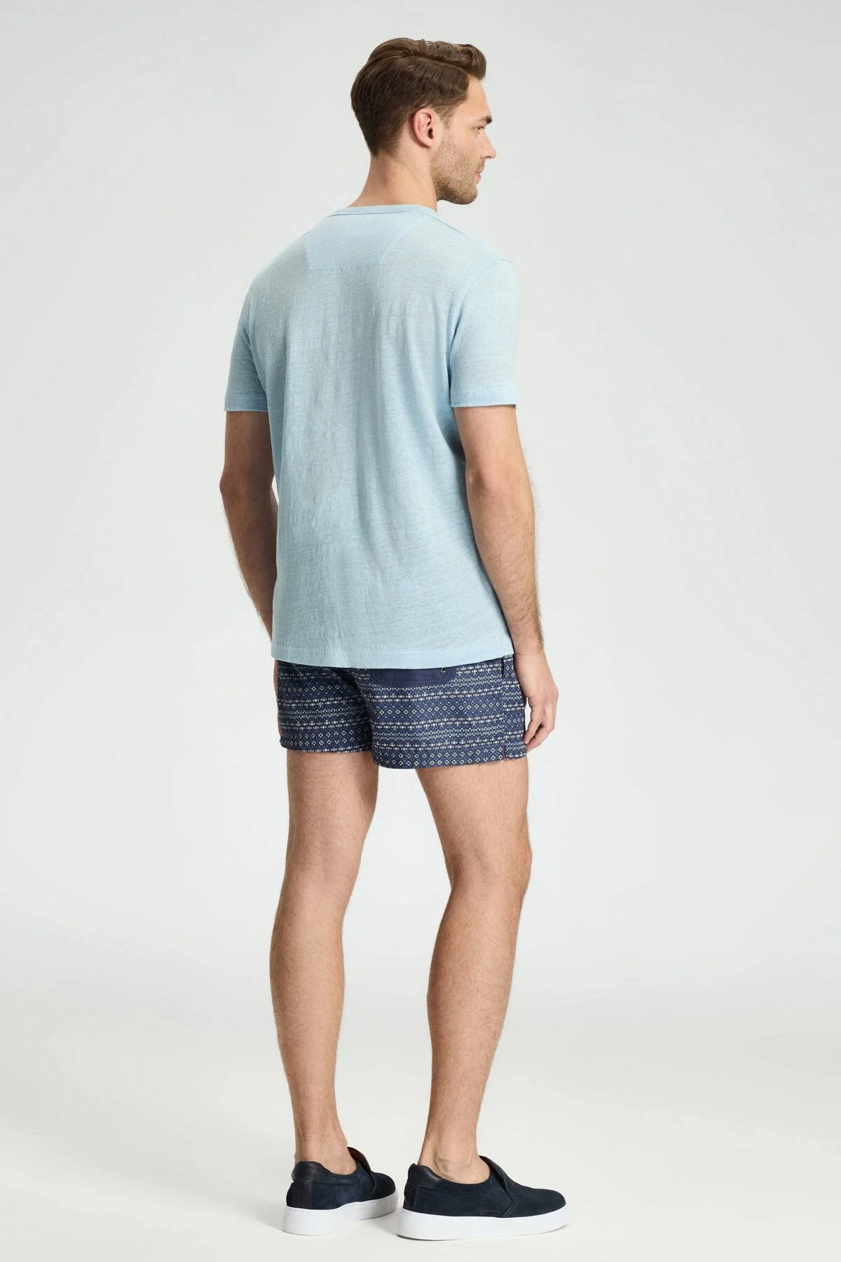 Hemington - Saf Keten Mavi Bisiklet Yaka T-Shirt (5)
