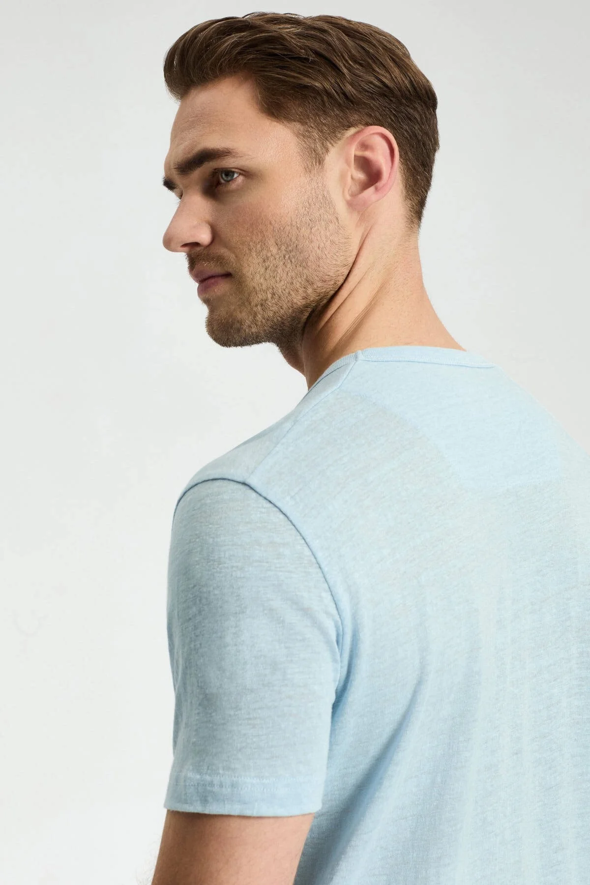 Hemington - Saf Keten Mavi Bisiklet Yaka T-Shirt (3)
