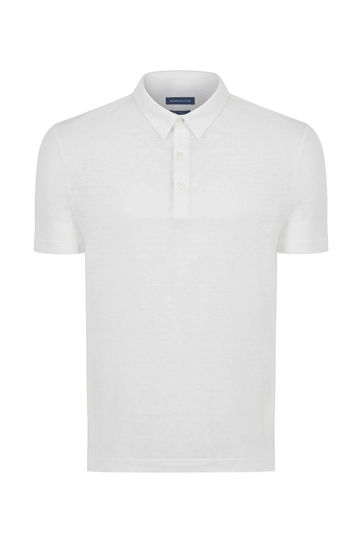 Hemington - Saf Keten Beyaz Polo Yaka T-Shirt (6)