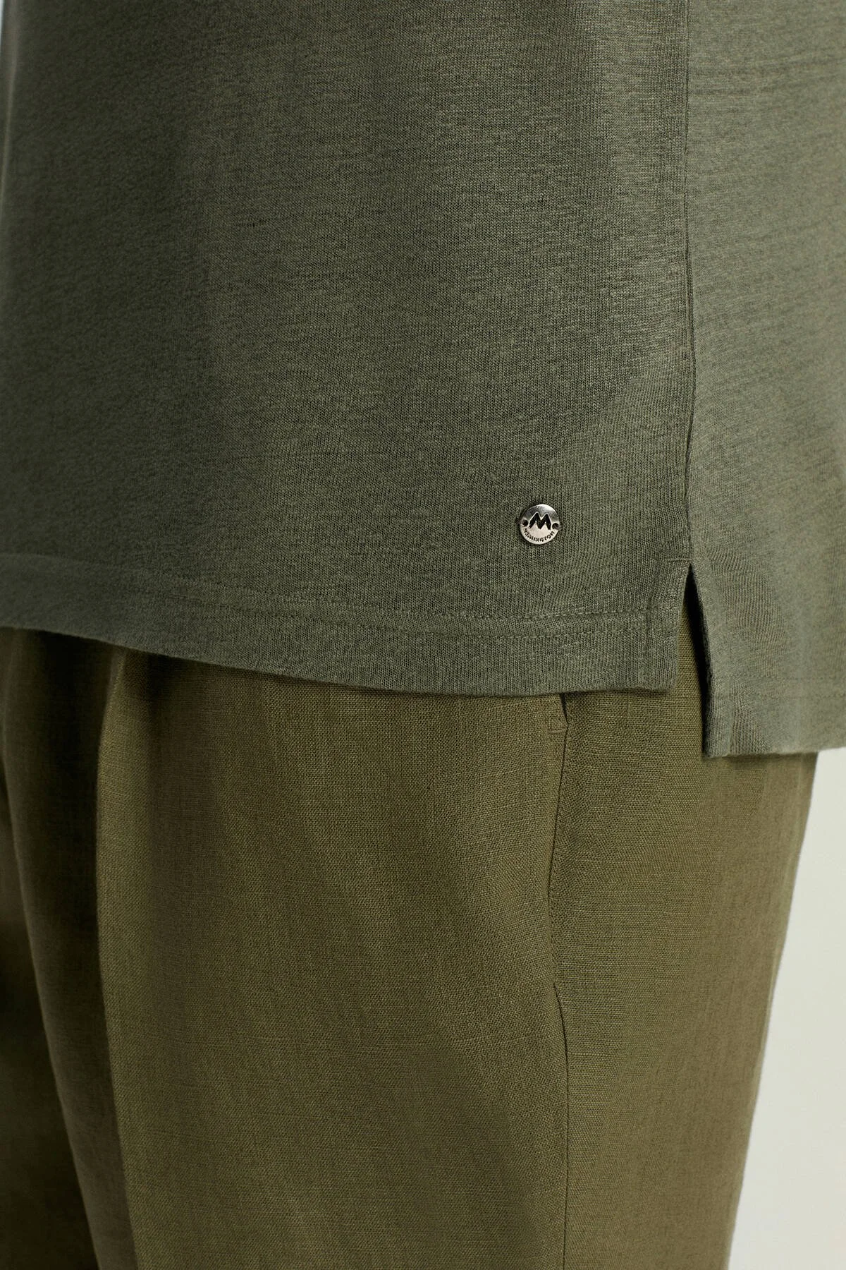 Hemington - Saf Keten Haki Polo Yaka T-Shirt (3)