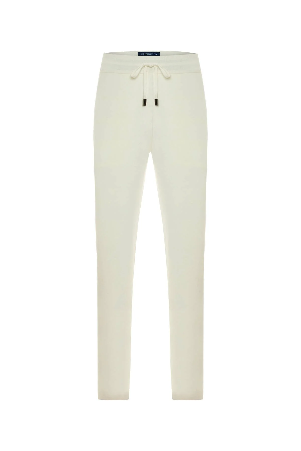 Hemington - Saf Pamuk Bağcık Detaylı Beyaz Slim Fit Triko Pantolon (6)