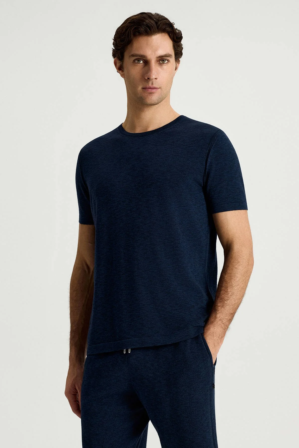 Hemington - Saf Pamuk Bisiklet Yaka Lacivert Triko T-Shirt (1)