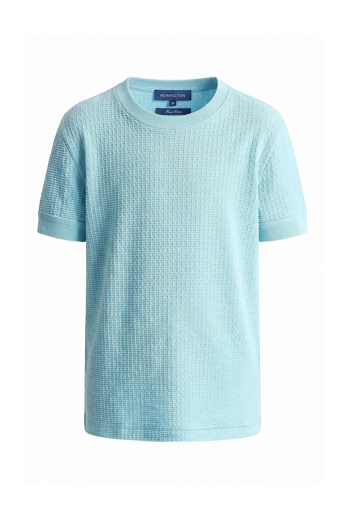 Hemington - Saf Pamuk Bisiklet Yaka Mavi Çocuk T-Shirt (6)