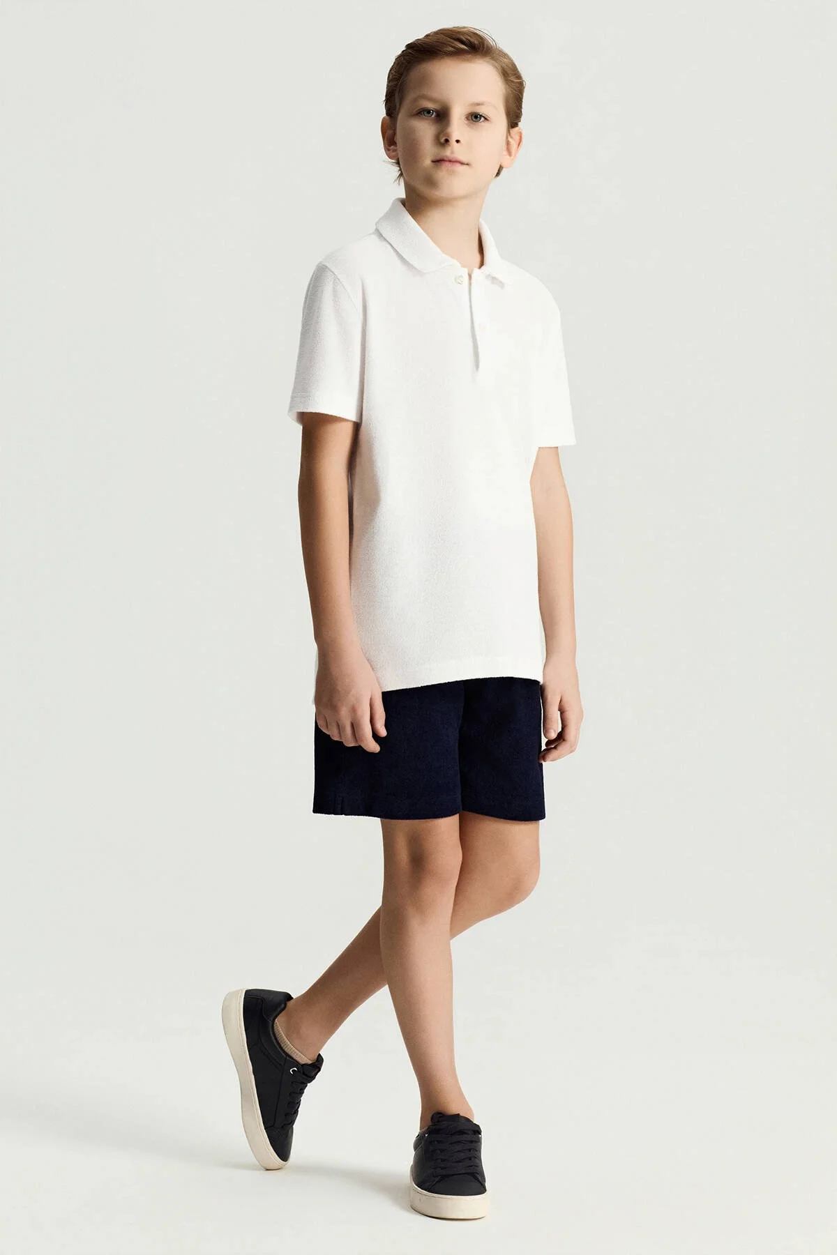 Hemington - Saf Pamuk Havlu Kumaş Beyaz Polo Yaka Çocuk T-Shirt (3)
