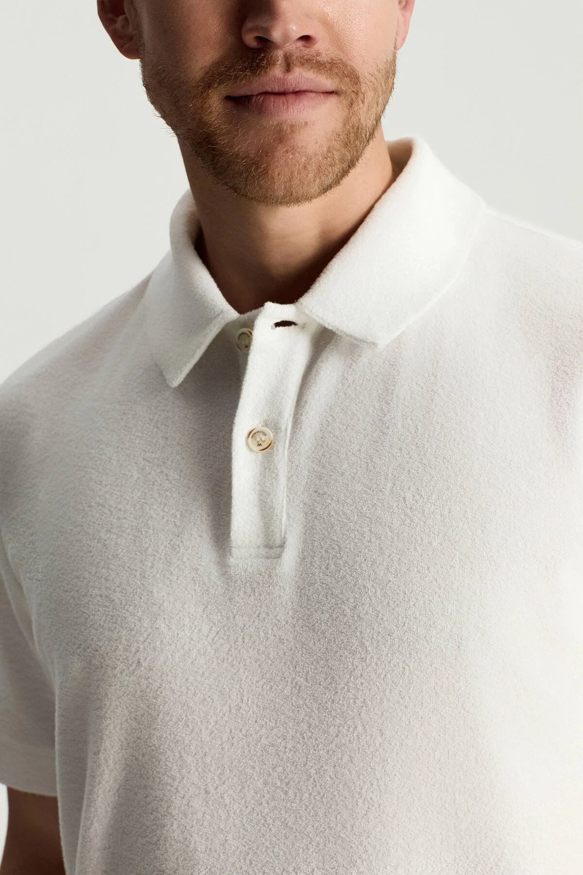 Hemington - Saf Pamuk Havlu Kumaş Beyaz Polo Yaka T-Shirt (3)