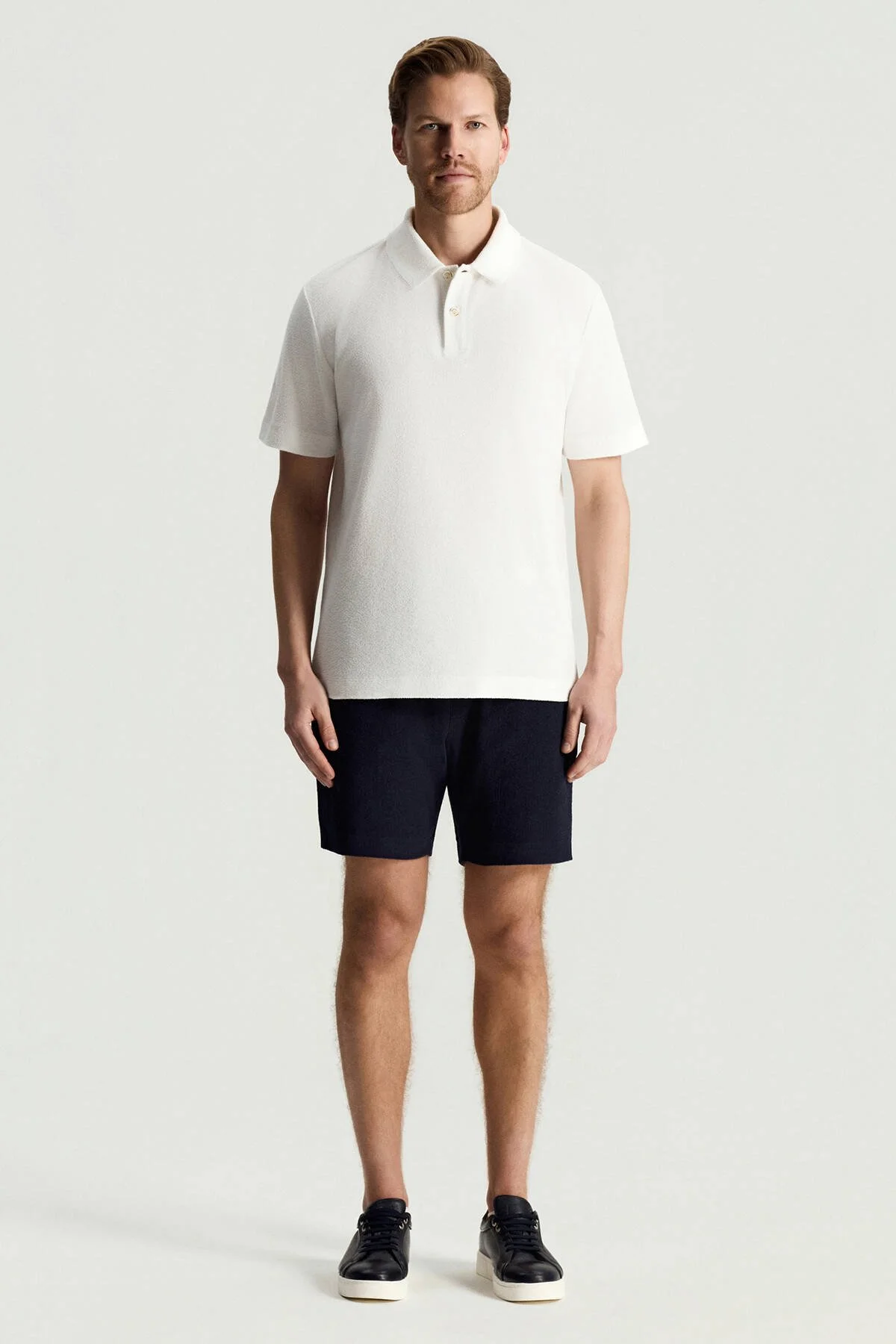 Hemington - Saf Pamuk Havlu Kumaş Beyaz Polo Yaka T-Shirt (2)