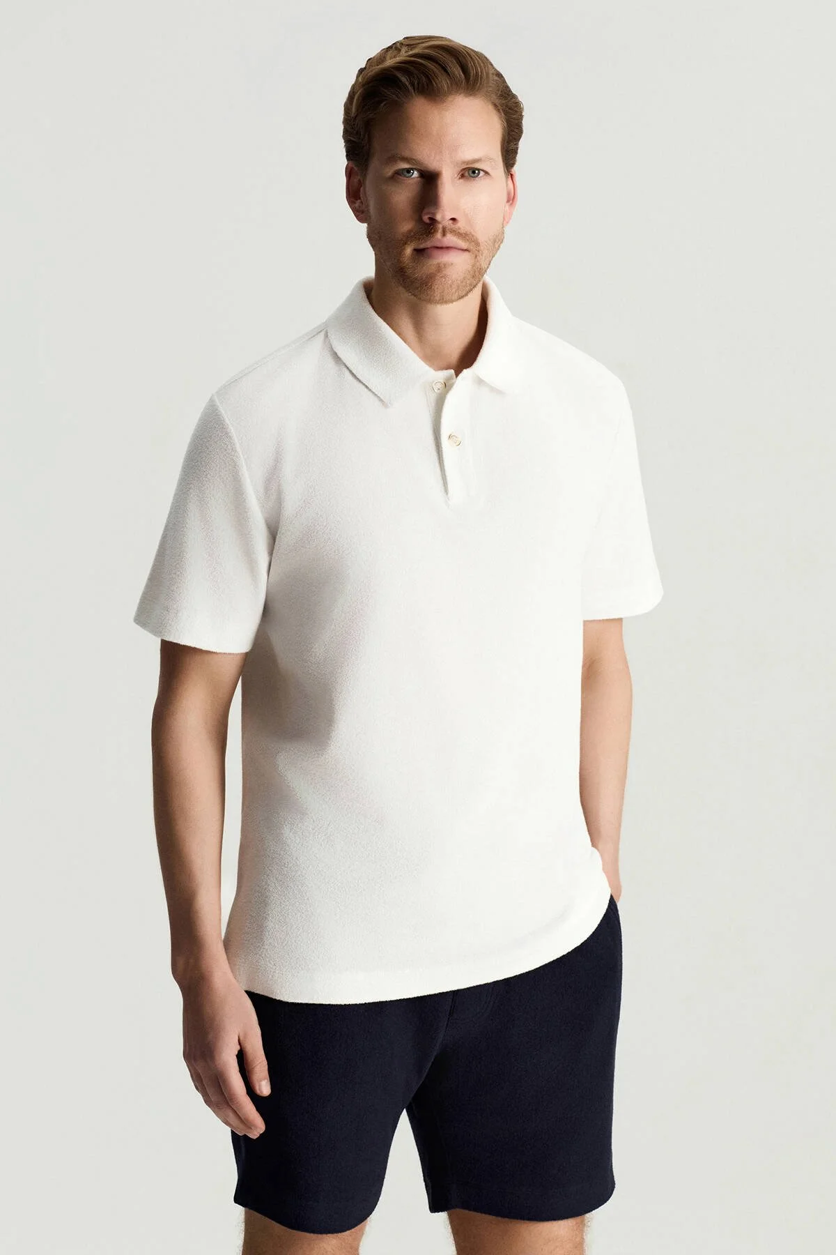 Hemington - Saf Pamuk Havlu Kumaş Beyaz Polo Yaka T-Shirt (1)