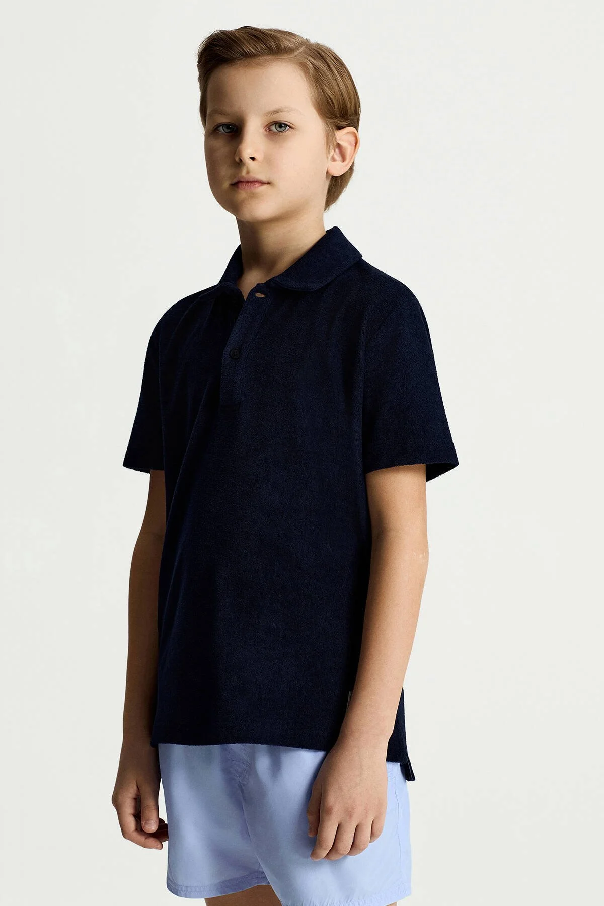 Hemington - Saf Pamuk Havlu Kumaş Lacivert Polo Yaka Çocuk T-Shirt (1)
