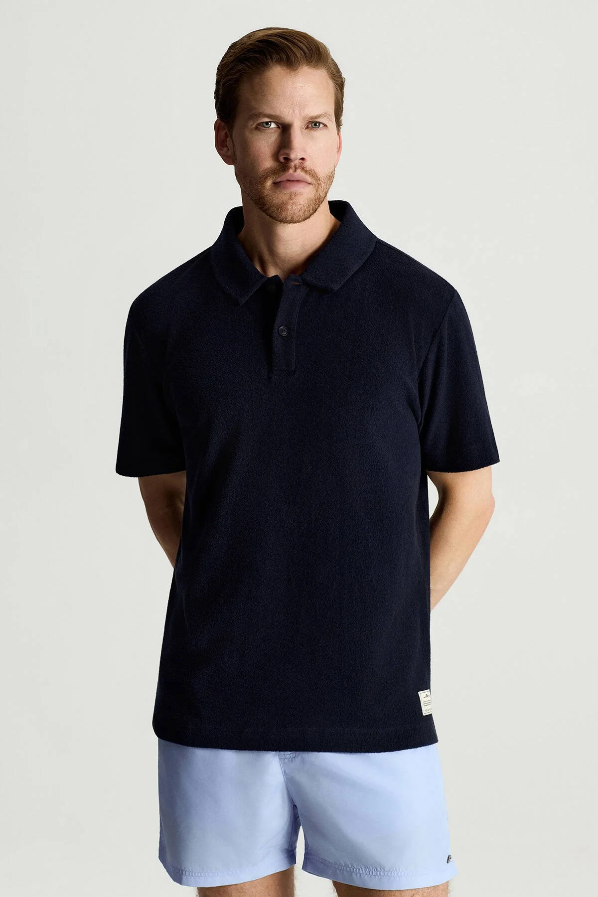 Hemington - Saf Pamuk Havlu Kumaş Lacivert Polo Yaka T-Shirt (1)
